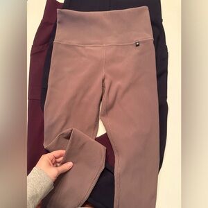 Athleta Ribbed Leggings - Mauve and Dark Purple